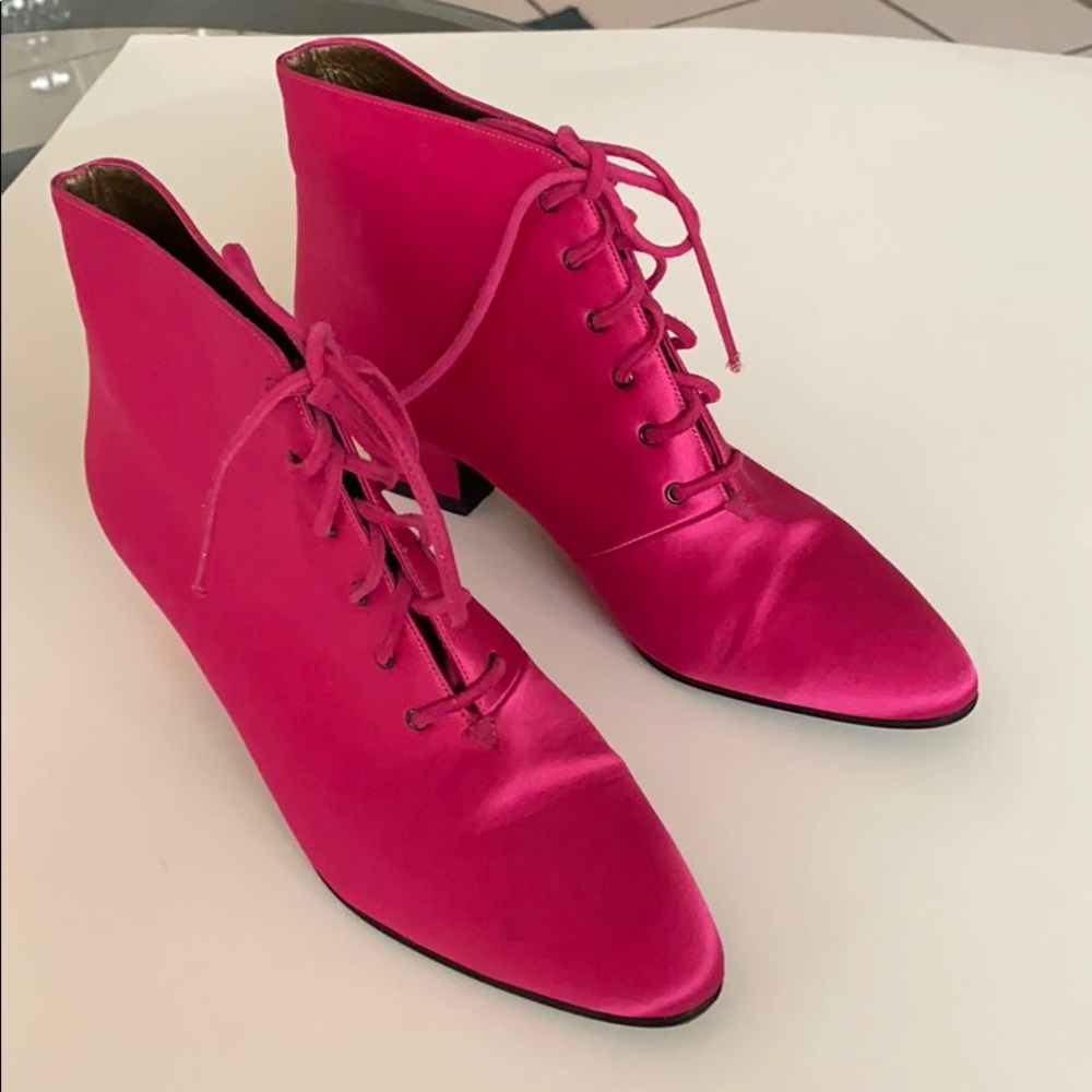 YVES SAINT LAURENT Pink Satin Boots Size 6 - Picture 6 of 17